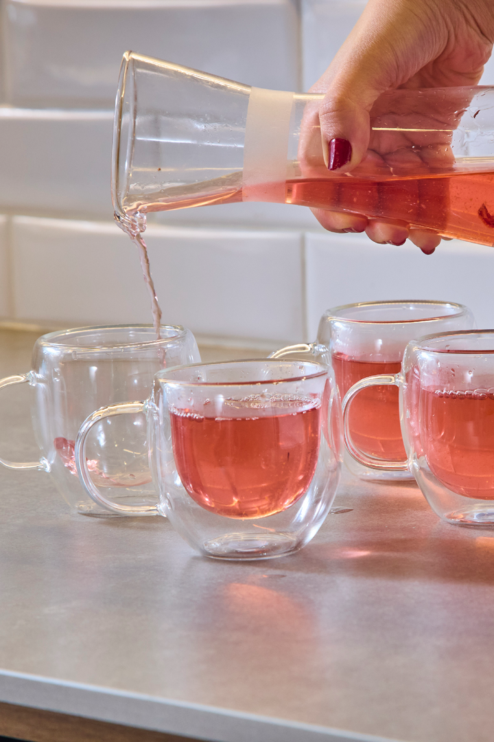 TAZA DE VIDRIO DOBLE PARED 150ml – SET x4 ELEGANTES