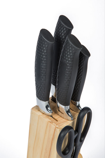SET X 4 CUCHILLOS + TIJERAS CON BASE