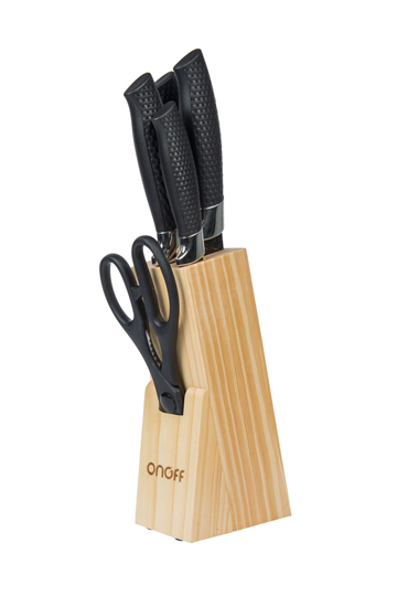 SET X 4 CUCHILLOS + TIJERAS CON BASE