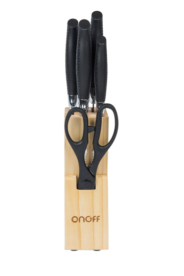 SET X 4 CUCHILLOS + TIJERAS CON BASE